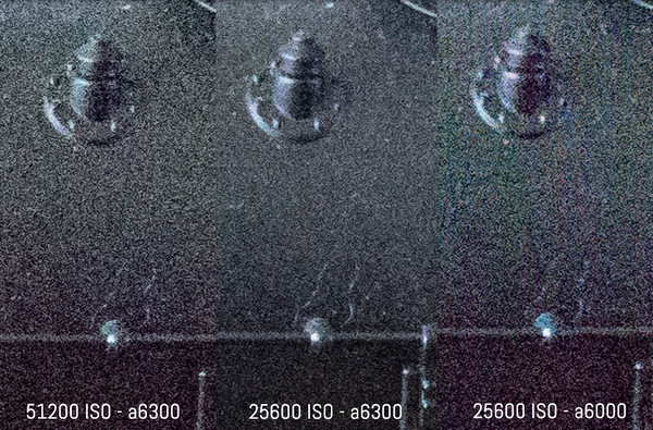 The two cameras at 25600 ISO and the a6300 at 51200 ISO