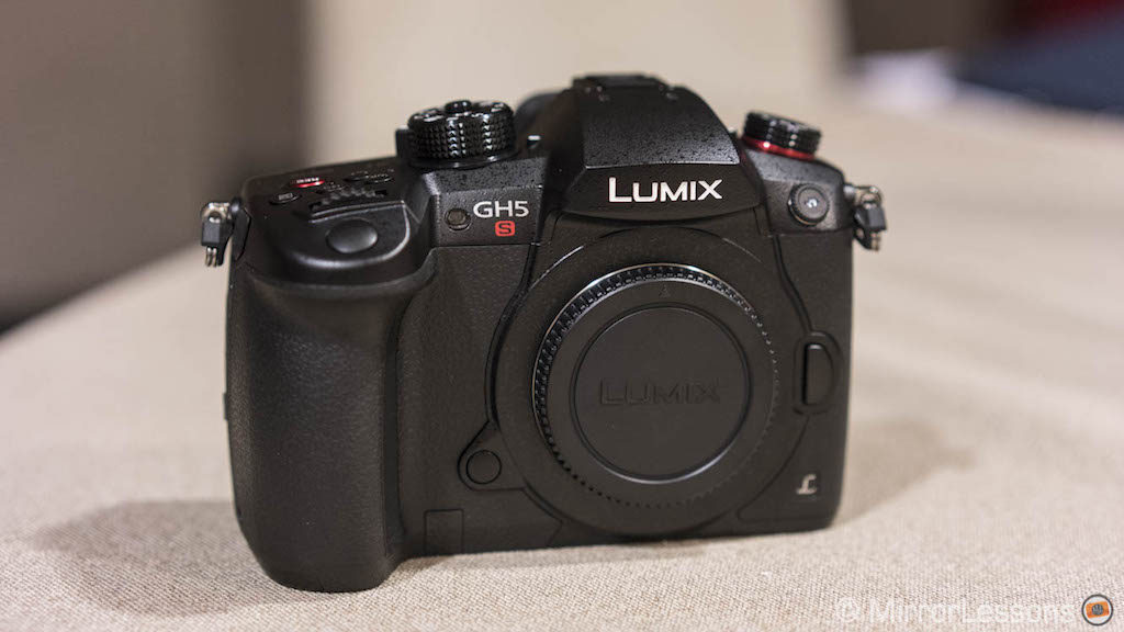 front view of the Panasonic GH5S with sensor cap attached