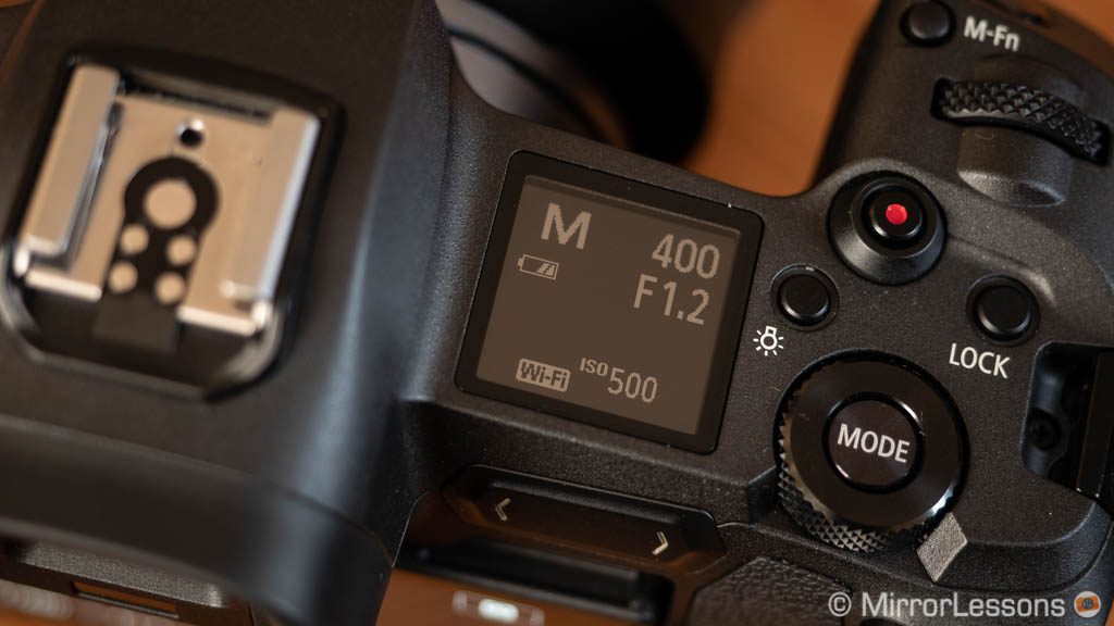 top LCD screen on the eos r