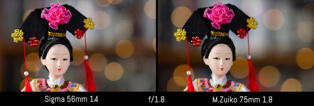 sigma 56mm vs oly 75mm bokeh 1.8