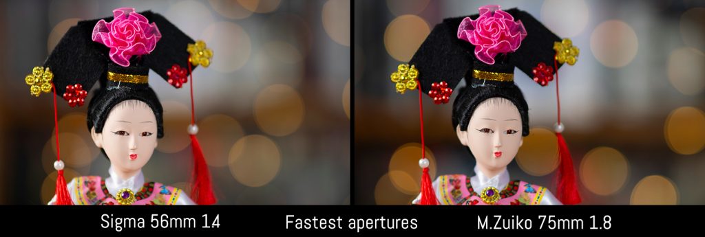 sigma 56mm vs oly 75mm bokeh fastest