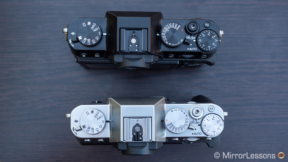 Fujifilm X-T20 next to the X-T30, top view