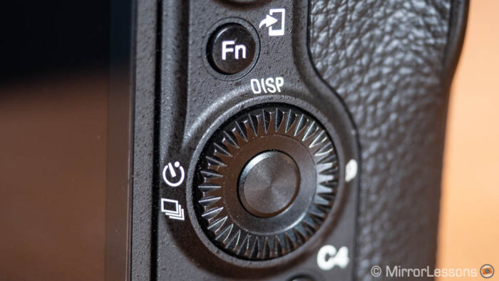 sony a7 iii disp button