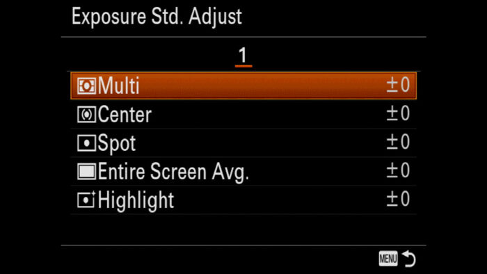 sony a7 iii metering settings