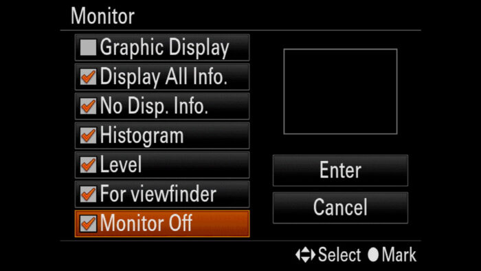 how to turn a7 iii screen off