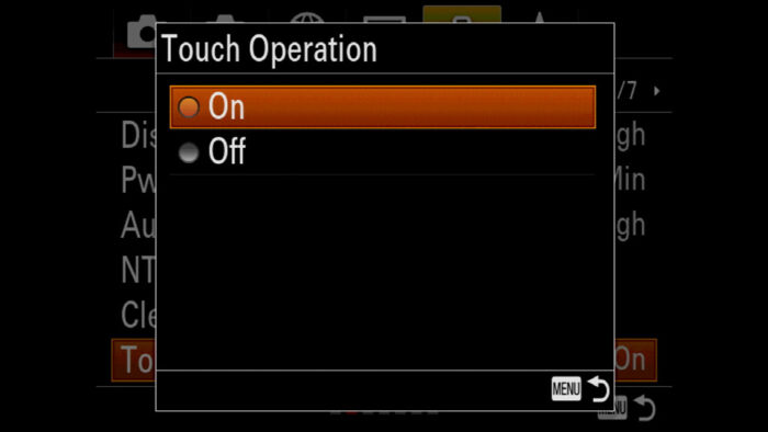 sony a7 iii touch screen settings