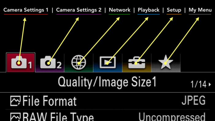 Sony A7 menu options