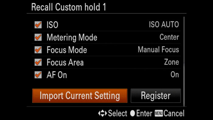 sony a7 iii memory recall 