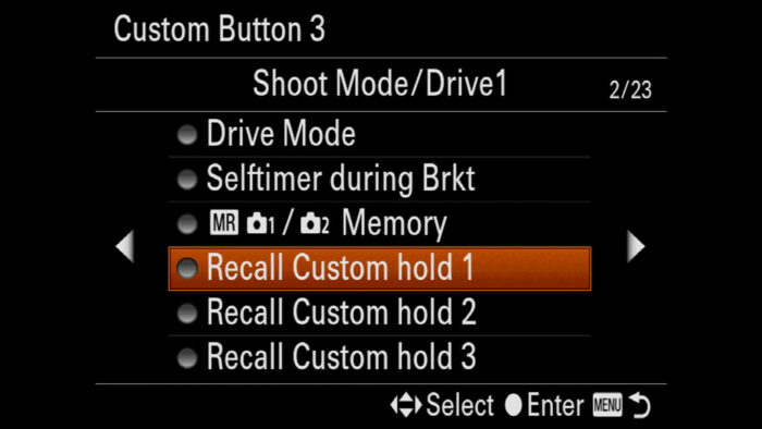 sony a7iii memory recall 