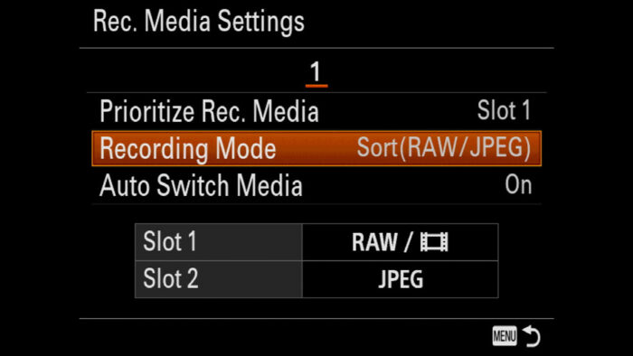 sony a7 iii dual card slot set up