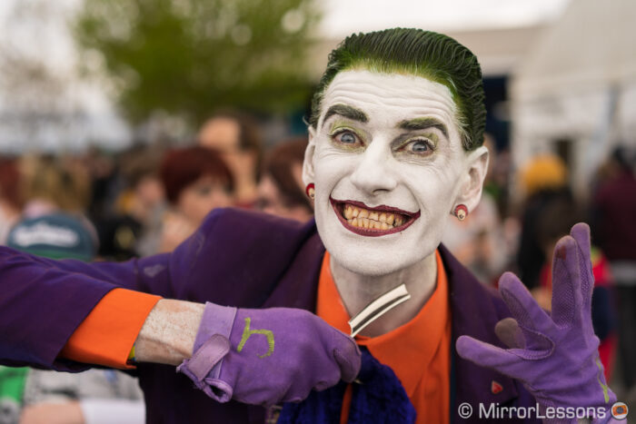 portrait of a cosplayer dressed as joker