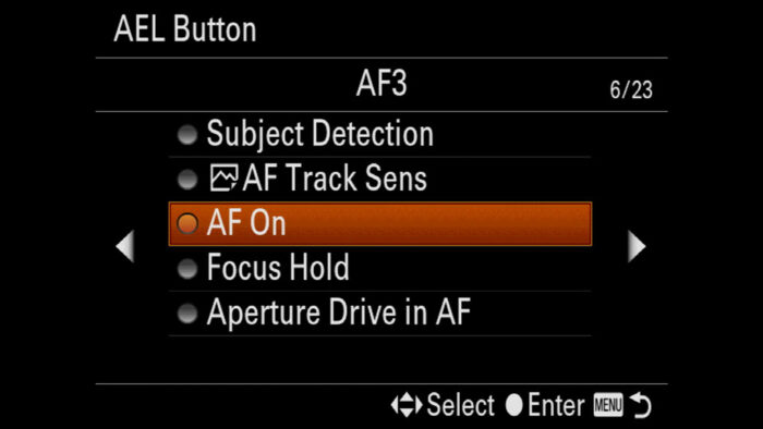 sony a7 iii af on button