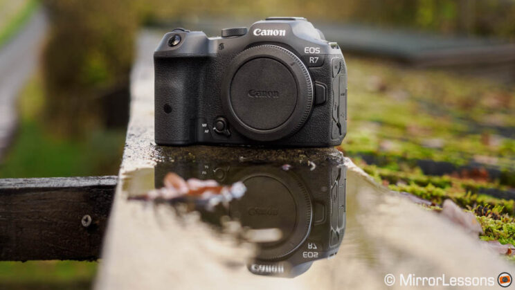 Canon R7 on a wet surface with reflection