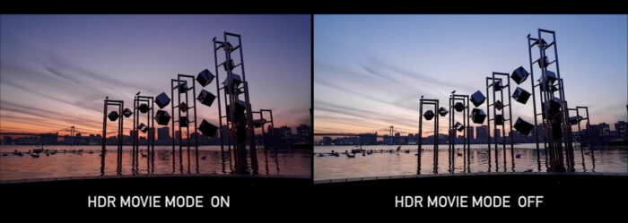 Images comparing HDR movie mode on and off