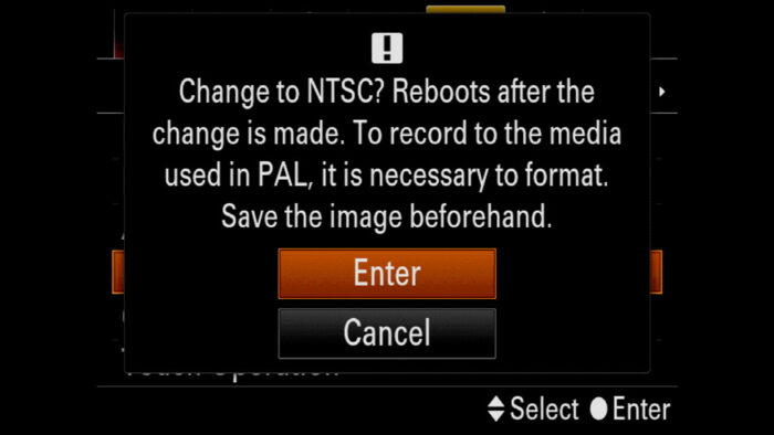 Alert to change from NTSC to PAL