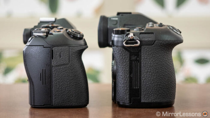 Side view of the E-M1 III and G9