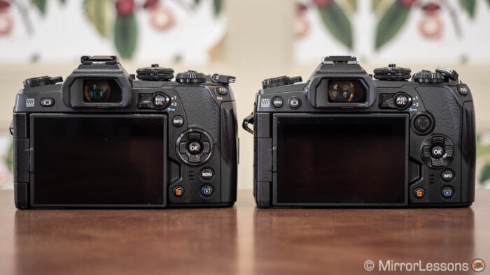 Rear view of the E-M1 II and E-M1 III