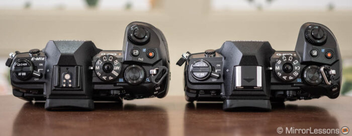 Top view of the E-M1 II and E-M1 III