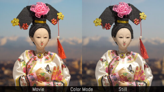 Movie versus Stills in the Color Mode menu