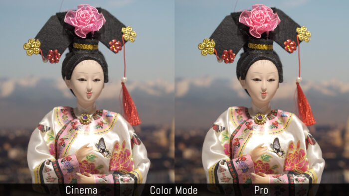 Cinema versus Pro in the Color Mode menu