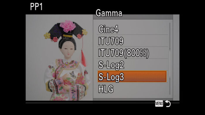 The Gamma menu