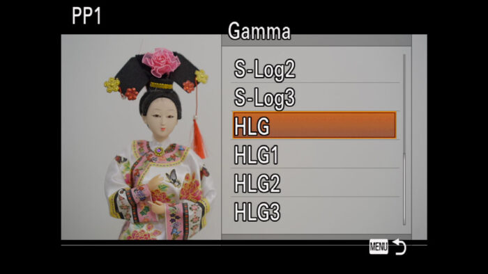 The Gamma menu