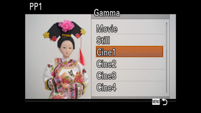 The Gamma menu