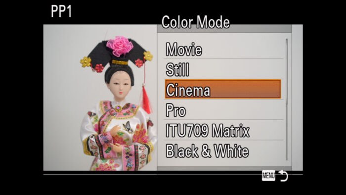 The Color Mode menu