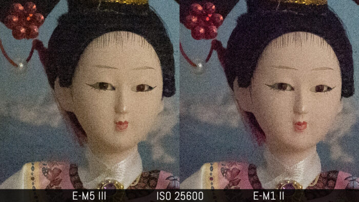 ISO comparison of the Olympus E-M5 III and E-M1 II at 25600 ISO
