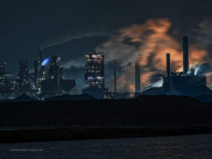 A cityscape at night