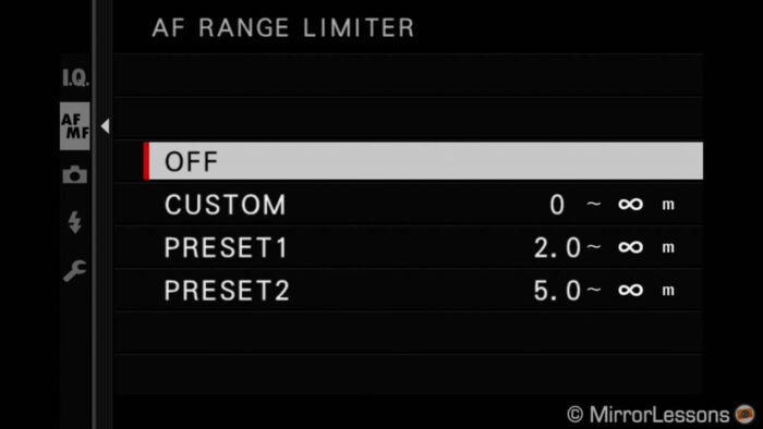 af range limiter setting on XT4