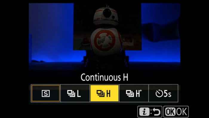 Burst settings in the Nikon menu