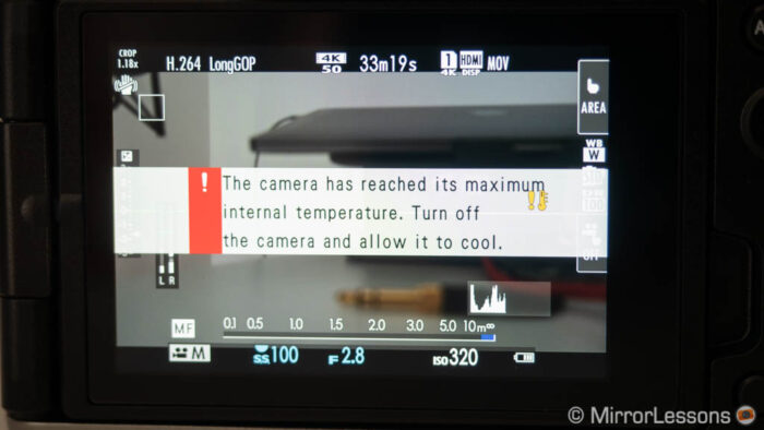 XT4 with overheating message on screen after the camera stopped the recording