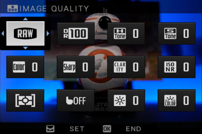 q menu on the X-T4 display