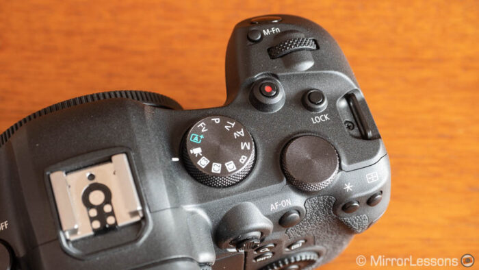 close-up on the top part of the canon eos r6