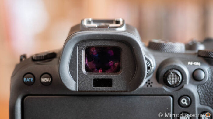 close-up on the Canon EOS R6 viewfinder