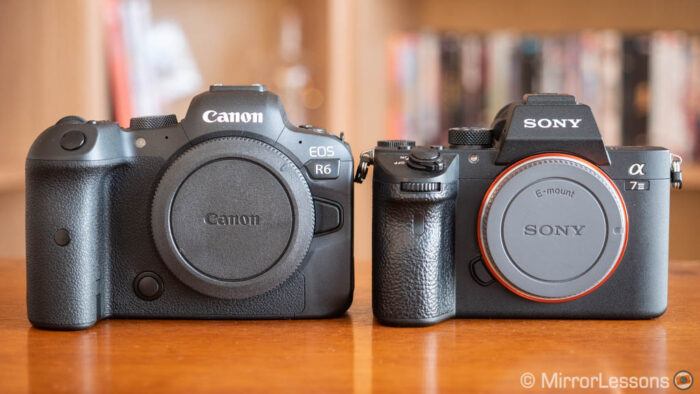eos r5 and a7 3 side by side front view