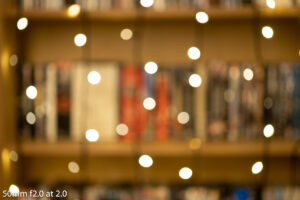 out of focus image of fairy lights taken with the 50mm f2 showing the bokeh balls