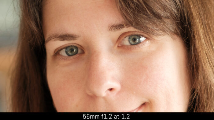 crop on the eyes of the subject with the 56mm f1.2