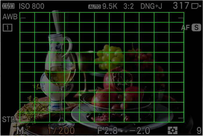 49 autofocus points displayed on the LCD screen of the Sigma FP L