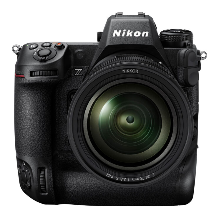 nikon z9 front view with 24-70mm 2.8 attached