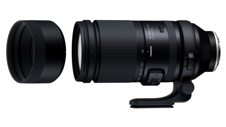 Tamron 150-500mm lens on white background