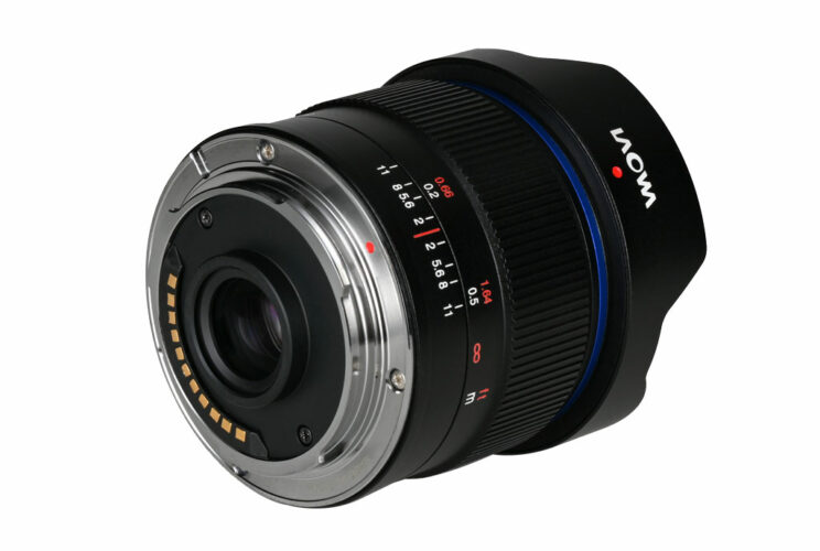 rear view of the Laowa 7.5mm F2 lens showing the electronic contacts