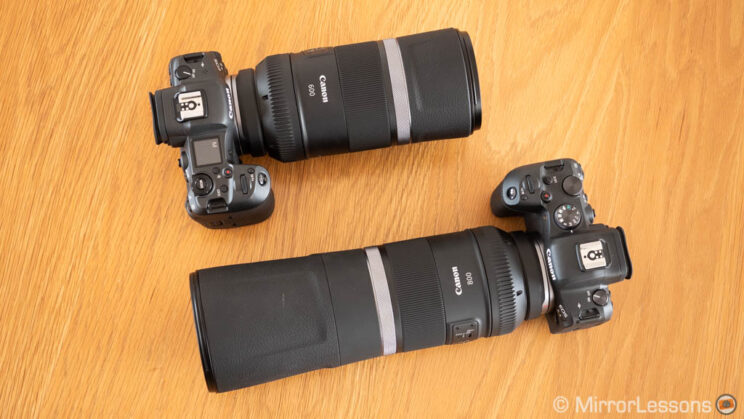 Canon R5 with 600mm F11 and R6 with 800mm F11 attached