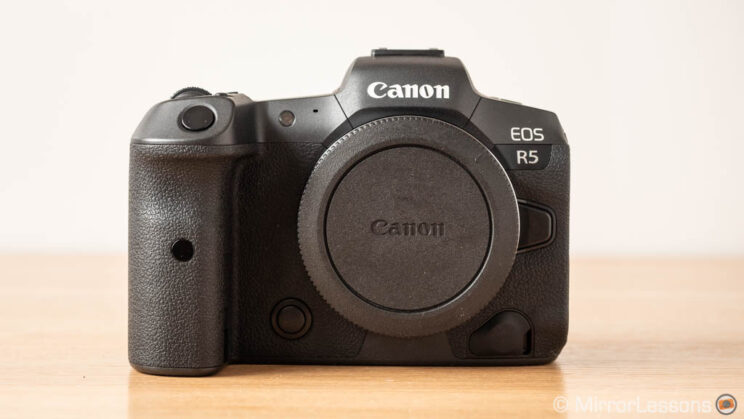 canon eos r5 front view