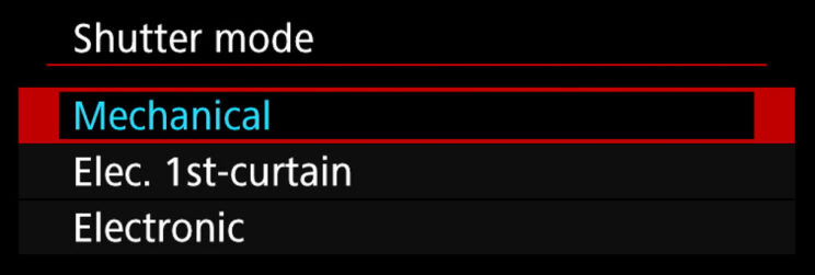 canon menu shutter mode settings