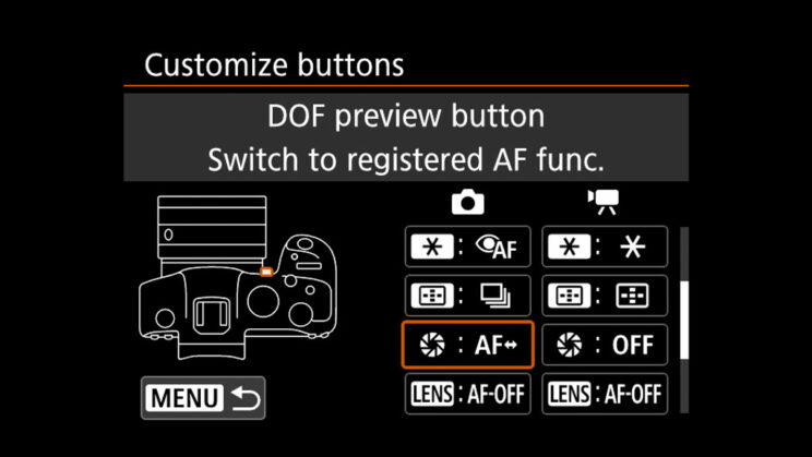 canon menu customize button settings