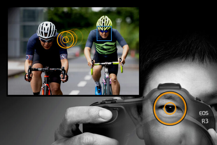 graphic image showing how eye control AF works
