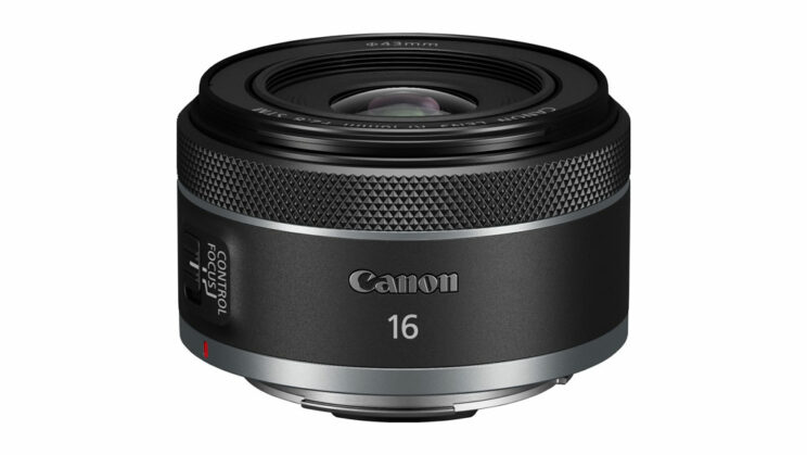 Canon RF 16mm F2.8 on white background