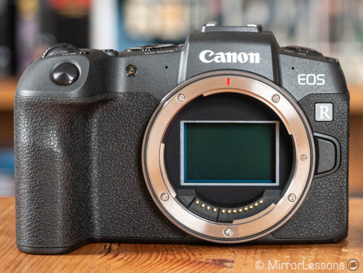 Canon EOS RP, front view without sensor cap